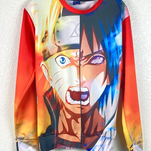 Naruto Sasuke Split Face Long Sleeve Graphic Shirt Mr 1991 Inc Miss G0 Size M - Picture 2 of 8